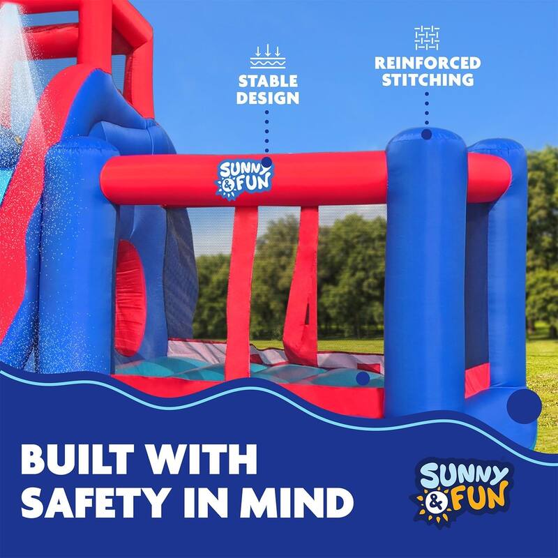 Deluxe Inflatable Water Slide Park - Heavy-Duty Nylon Bounce House for Outdoor Fun - Climbing Wall, Slide, Bouncer & Splash Pool