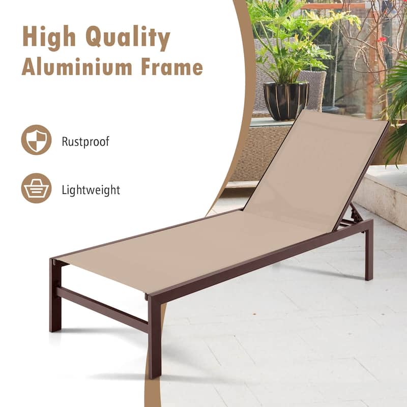 Costway 2 PCS 6-Position Lounge Chair Chaise Aluminium Adjust Recliner - See Details