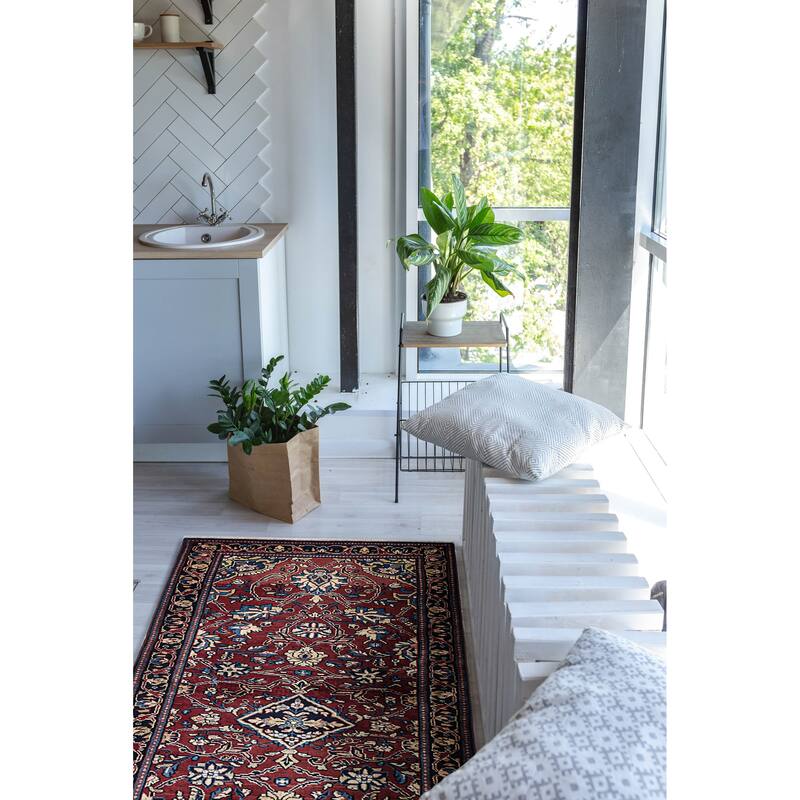 ECARPETGALLERY Hand-knotted Andelz Red Wool Rug - 3'5 x 10'1