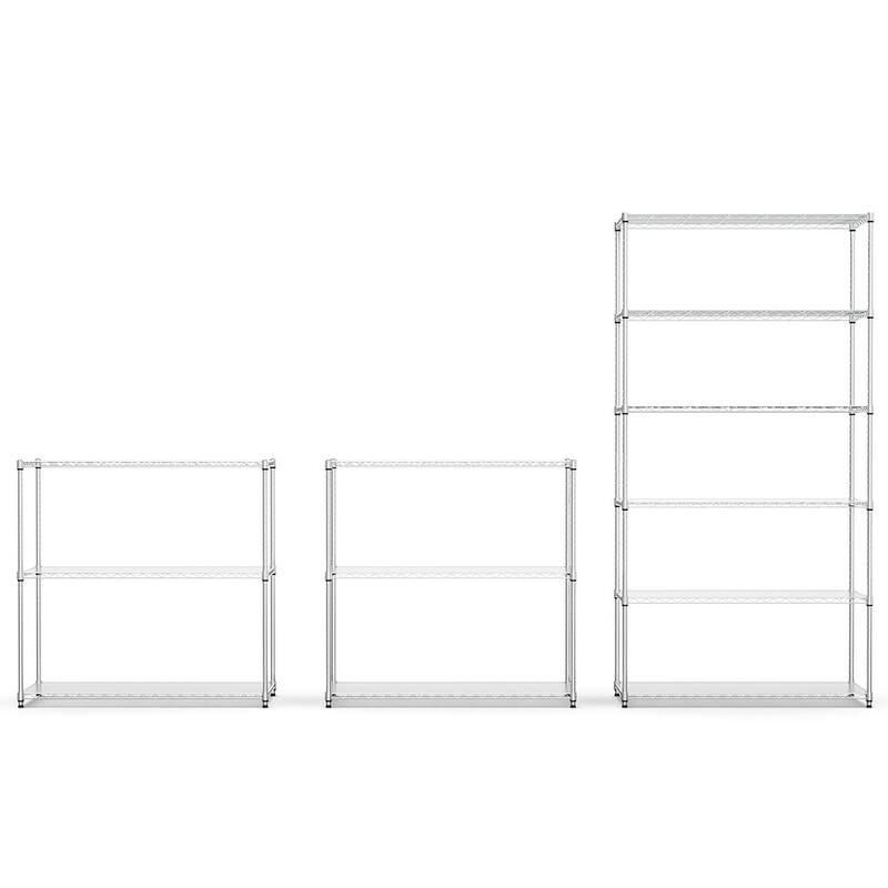 Wire Shelving Unit with Three Shelves (Set of 2)