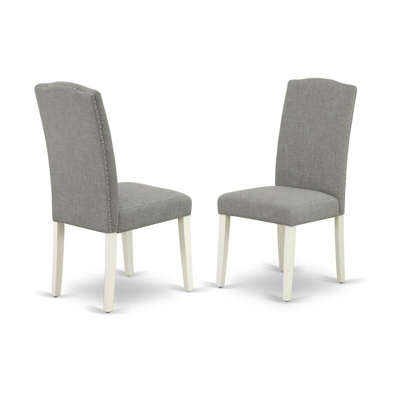 3-Piece Linen White Finish Solid Wood Top - Dining Room Set with High Back - Seats 4