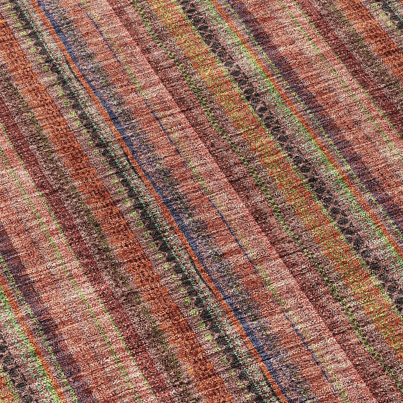 Machine Washable Indoor/ Outdoor Stripe Chantille Rug
