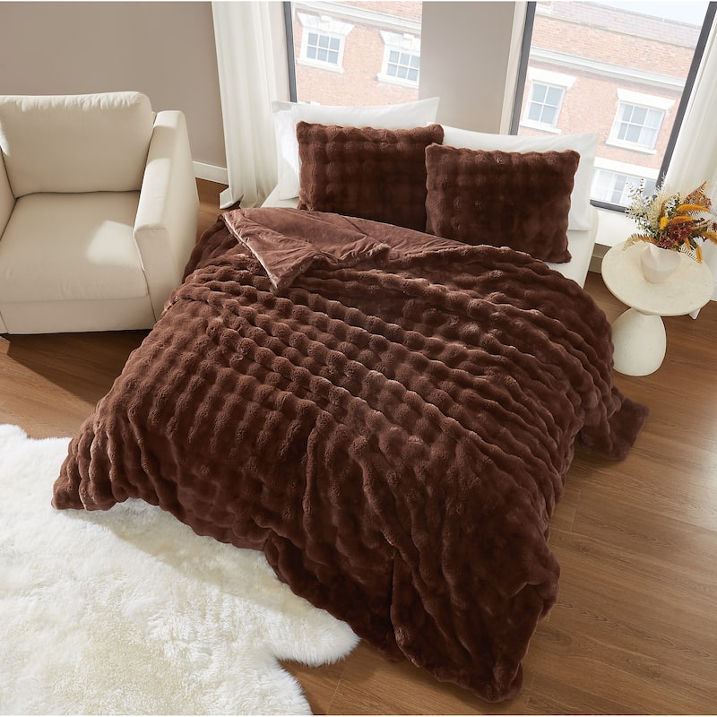 Brooklyn Loom Bubble Faux Fur 3 Piece Comforter Set