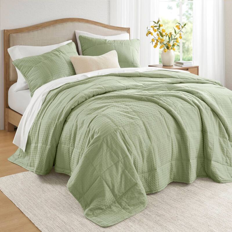 Chelsea Square Mina Waffle Weave Textured Quilt Set