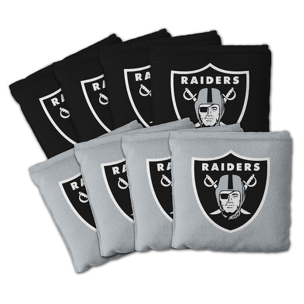 slide 2 of 5, Las Vegas Raiders NFL Dual Sided Pro Stop & Slide Cornhole Bags