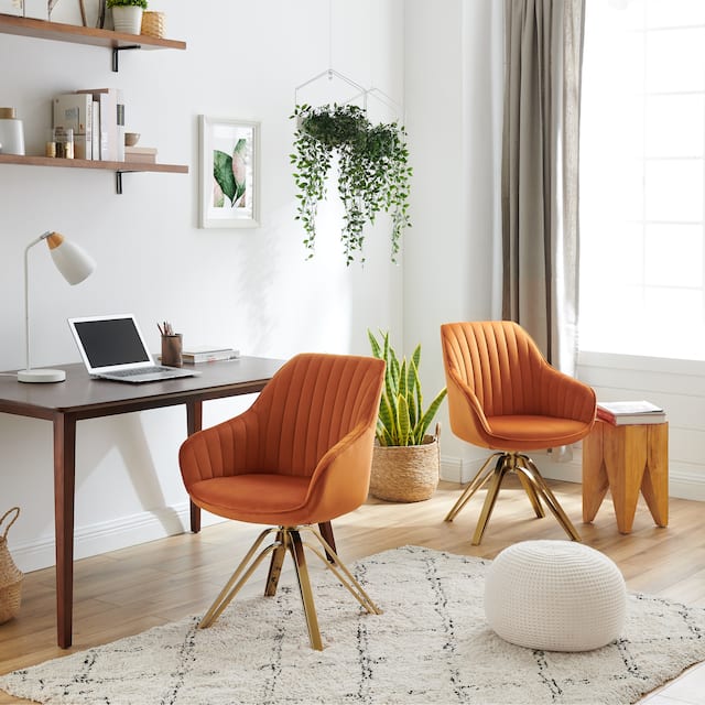 Art Leon Classical Swivel Office Accent Arm Chair with Golden Legs