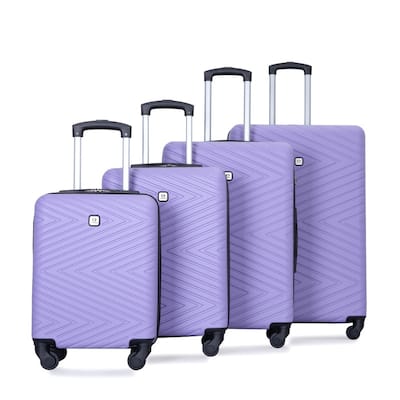 ABS Lightweight Suitcase with Rotating Wheels,TSA lock,4-piece Purple Luggage
