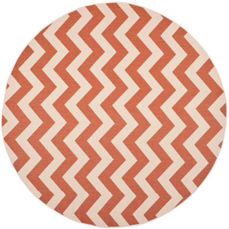 SAFAVIEH Courtyard Reeta Indoor/ Outdoor Waterproof Patio Backyard Rug - 7'10" Round - Terracotta/Beige