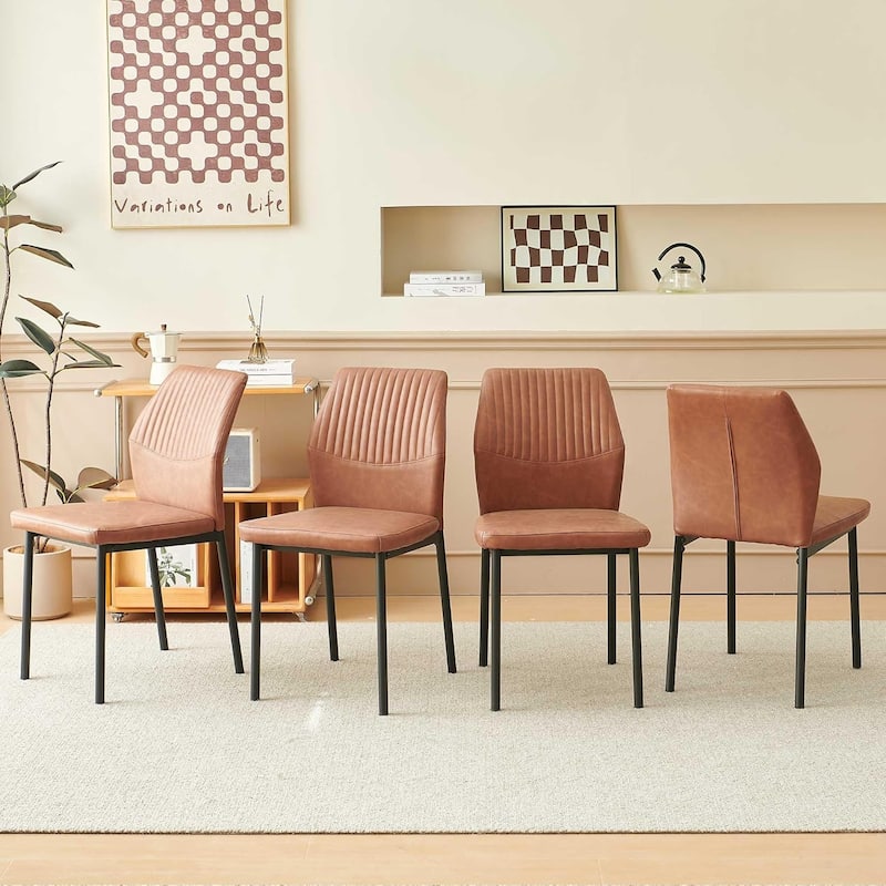 Howtai Upholstered Dining Chair Faux Leather,Metal Legs