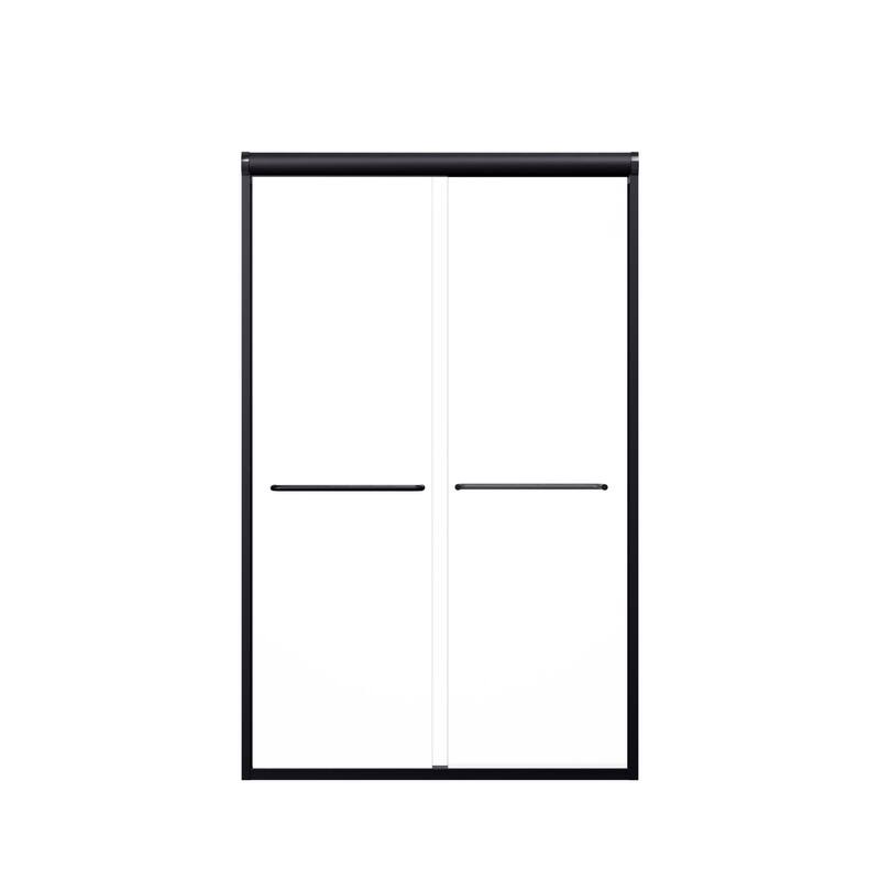 GDFStudio - Modern Semi-Frameless Double Sliding Shower Door with 1/4" SGCC Tempered Glass & Stainless Steel Handle