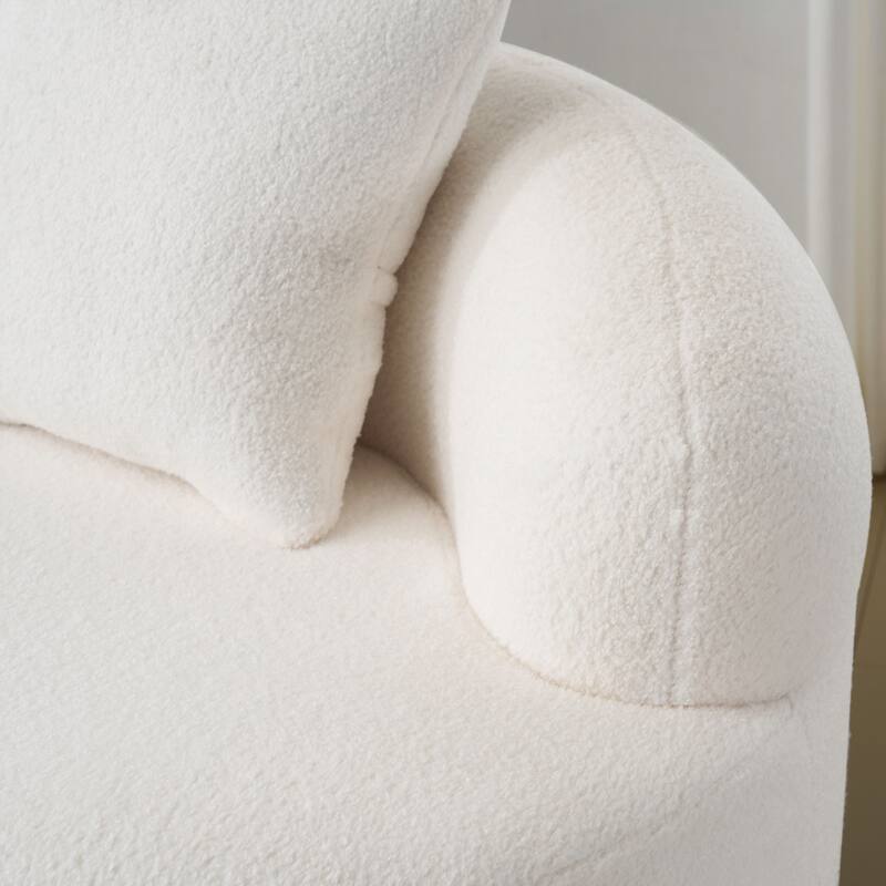 Cloud-like Curved Loveseat Sofa Teddy Fabric Compression Couch