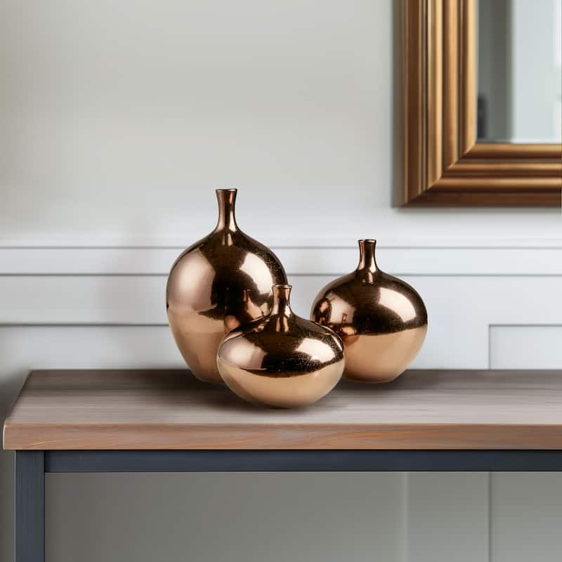 Madison Park Signature Ansen Mirrored Ceramic Decorative Vases 3-piece Set - N/A