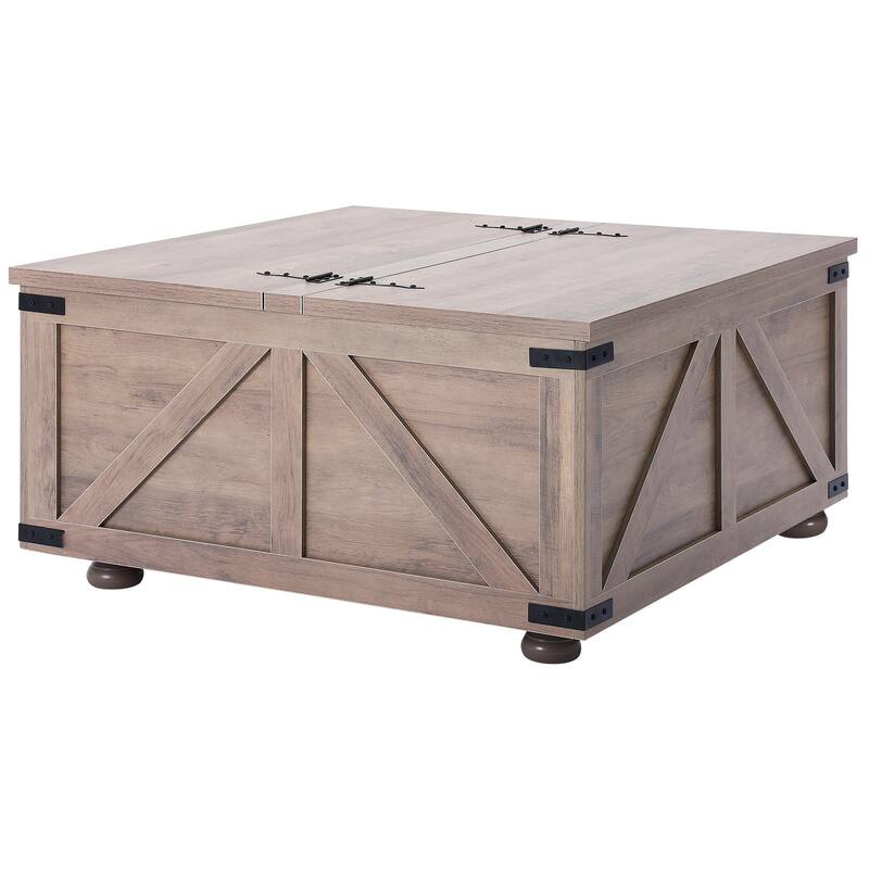 36 Inch Lift Top Square Coffee Table with Large Storage Compartment Perfect for Books or Documents Store - 36” x 36” x 18.2”