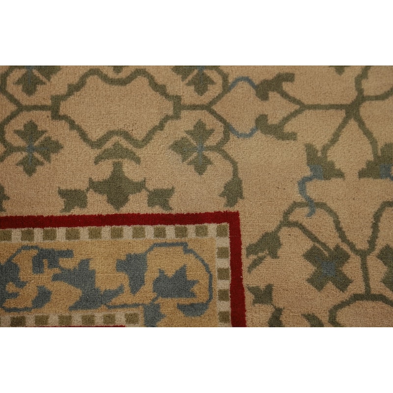 All-Over Aubusson Oriental Area Rug Handmade Wool Carpet - 9'2"x 11'10"