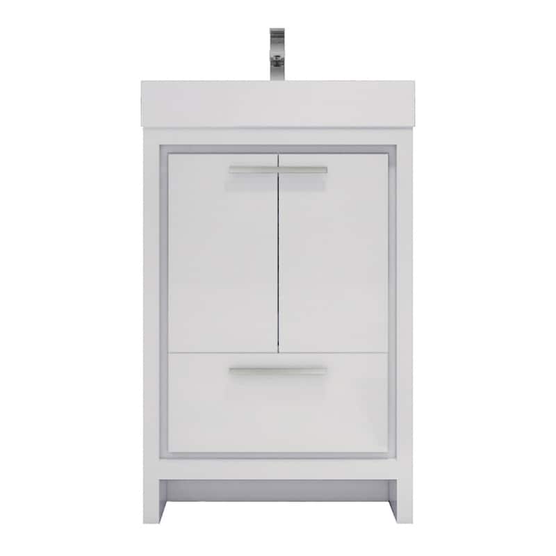 Dove 24'' Freestanding Vanity with Reinforced Acrylic Sink - 24'' Width - High Gloss White