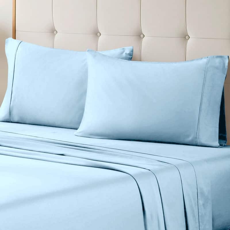 Superior Egyptian Cotton 700 Thread Count Eco-Friendly Solid Sheet Set - Full - Light Blue