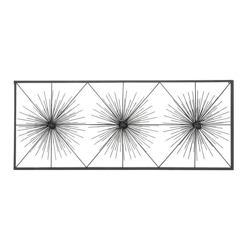 Black Metal Sea Urchin Starburst Wall Decor with Black Frame