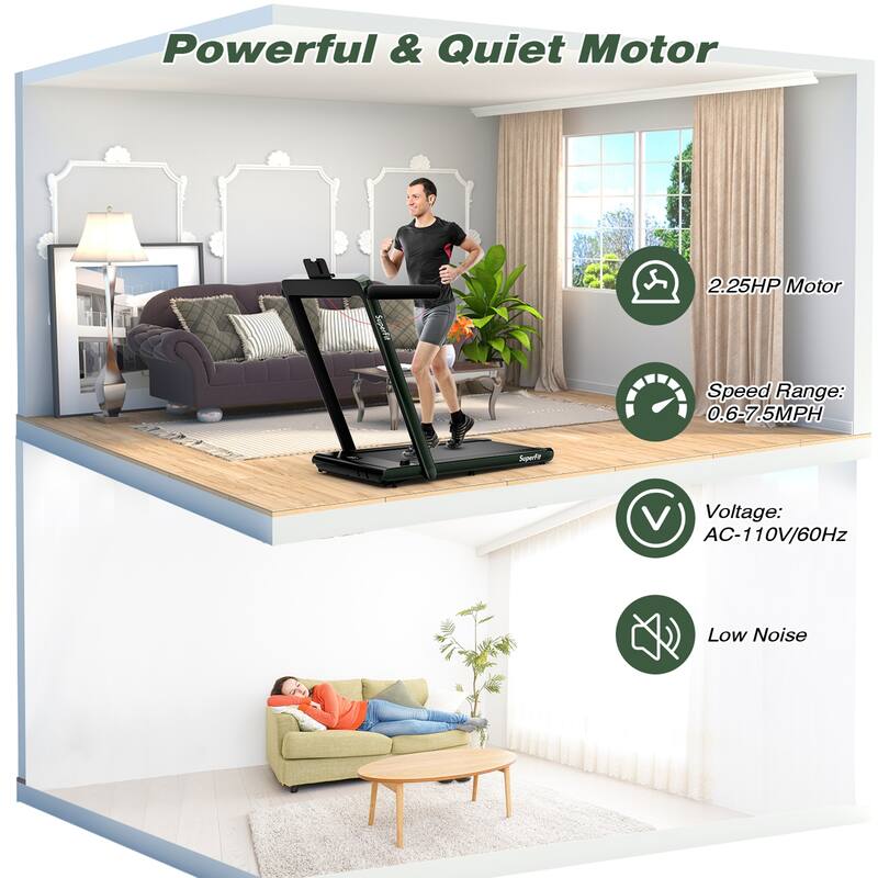 Gymax Motorized Treadmill Folding Under Desk Electric Treadmill - 49'' x 27'' x 42''