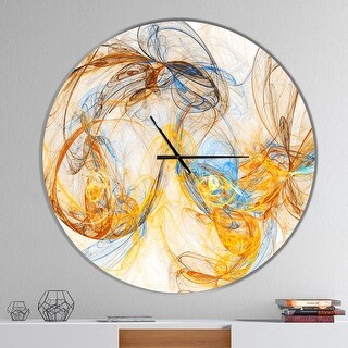 Designart 'Billowing Smoke Yellow' Oversized Modern Wall CLock