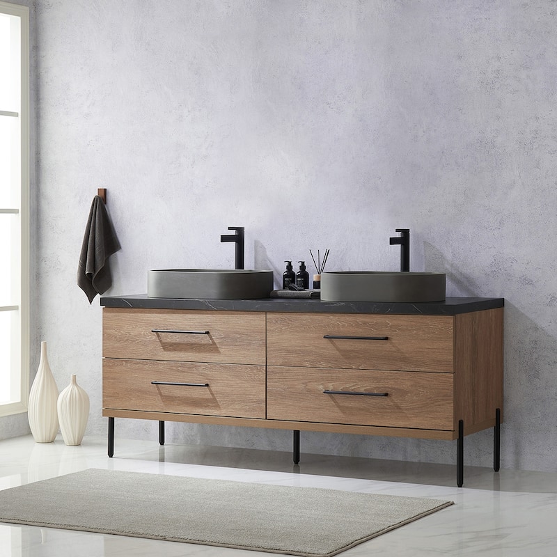 Trento Bath Vanity with Sintered Stone Top with Concrete Sink (O)