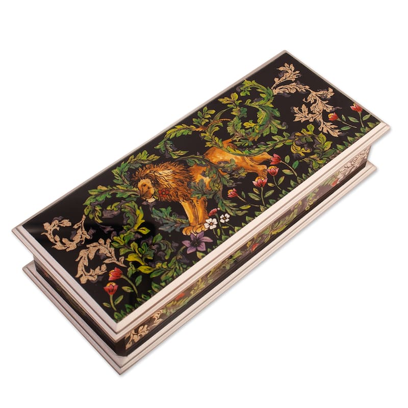 Novica Handmade Courageous King Reverse-Painted Glass Decorative Box
