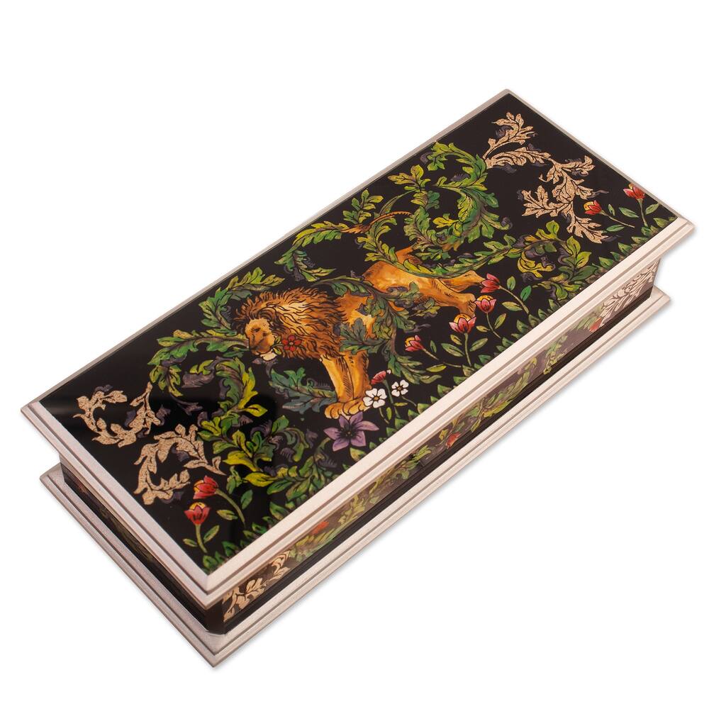 Novica Handmade Courageous King Reverse-Painted Glass Decorative Box