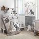 preview thumbnail 1 of 5, Lambs & Ivy Baby Jungle Animals 4-Piece Gray/White/Taupe Crib Bedding Set