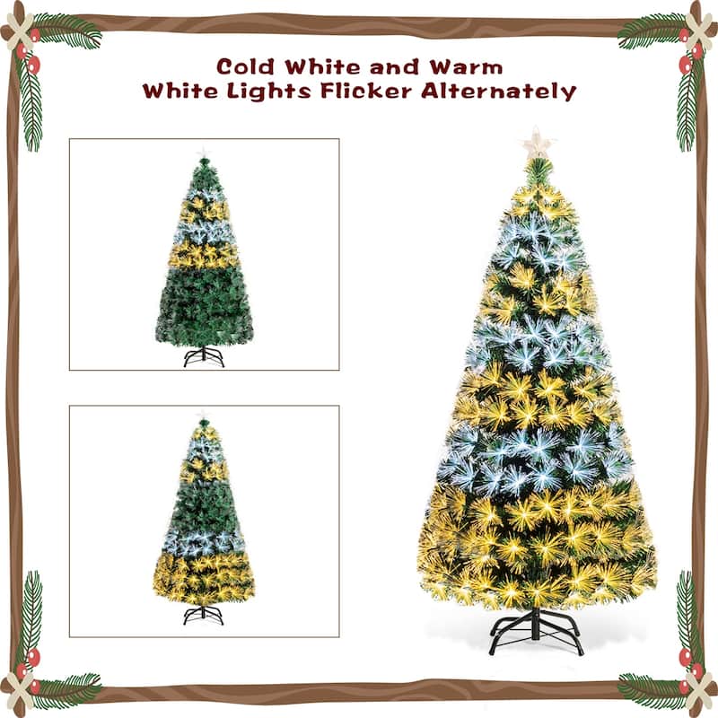 Gymax 5FT/6FT/7FT Pre-lit Fiber Optic ArtificialChristmas Tree w/LED - See Details