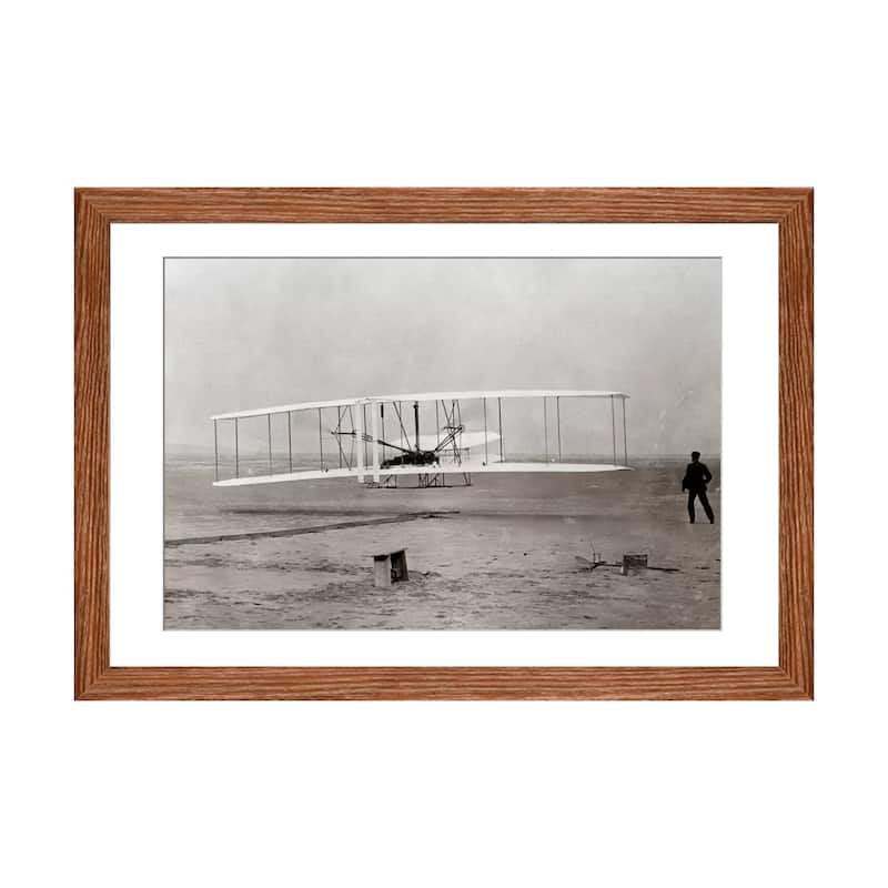 iCanvas "1903 Wright Brothers' Plane Taking Off At Kitty Hawk North Carolina USA" by Vintage Images - Walnut - 24x32x1