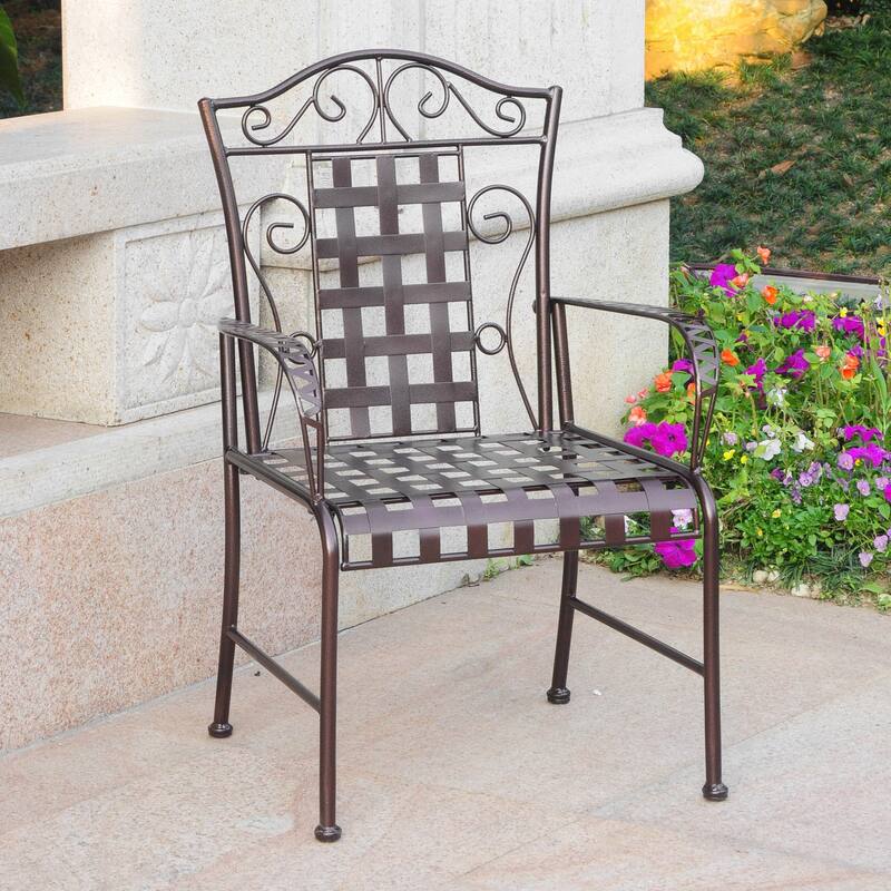 Mandalay Iron Patio Dining Chair (Set of 2) - Bronze