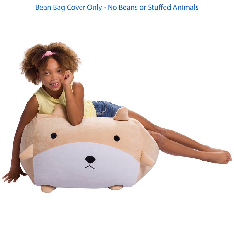 Stuffed Animal Storage Bean Bag Chair Cover only for Kids, Toy Holder
