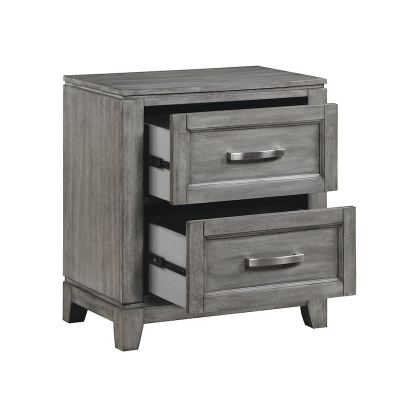 Gray Finish 3pc Bedroom Set Platform Storage Bed and Two Nightstands