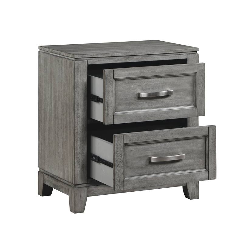 Rustic Style Bedroom 3pc Set Gray Finish Platform Bed Chest Nightstand
