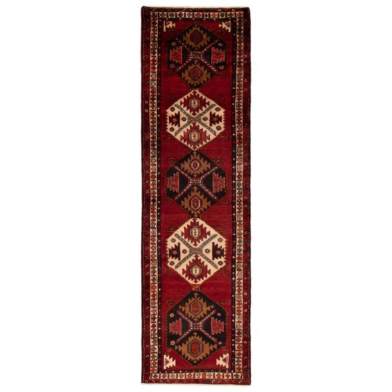 ECARPETGALLERY Hand-knotted Konya Anatolian Red Wool Rug - 3'7 x 12'11 - Red - 3'7 x 12'11