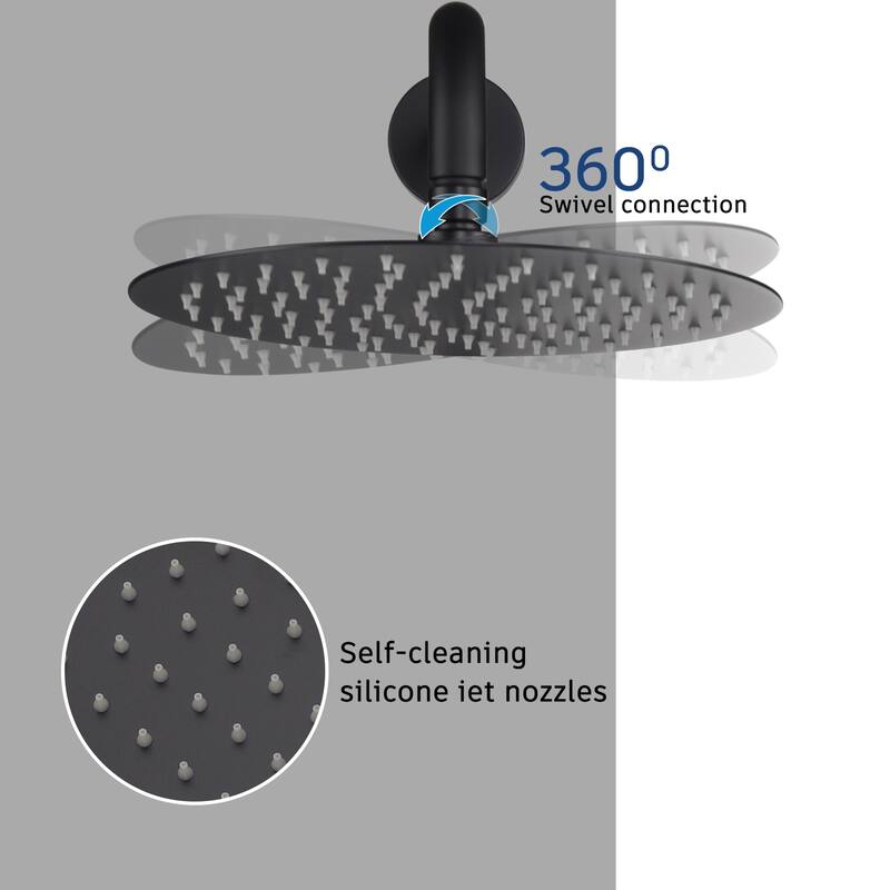 1-Spray Pattern 10-inch Round Wall Mount Shower System with Tub Faucet