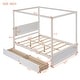 preview thumbnail 6 of 9, White Full Wood Canopy Platform Bed with Drawers - MDF & Pinewood Support Slats