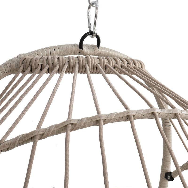 Rattan Egg Swing Chair – PE Wicker Hanging Chair For Garden, Patio & Outdoor Relaxation - 28.34in. W X40.50in.DX22.00in. H
