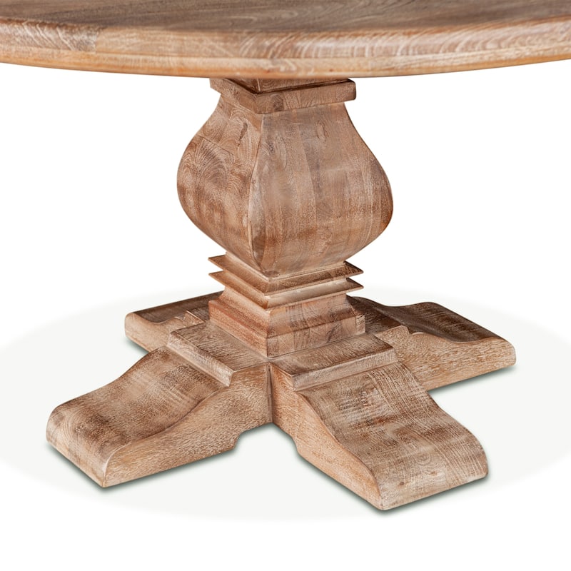 Mango Wood 54 Round Dining Table in Antique Oak