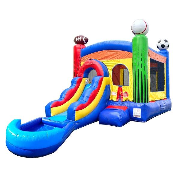 slide 2 of 5, Pogo Bounce House Crossover Bounce House with Slide and Splash Pool, Deluxe Sports