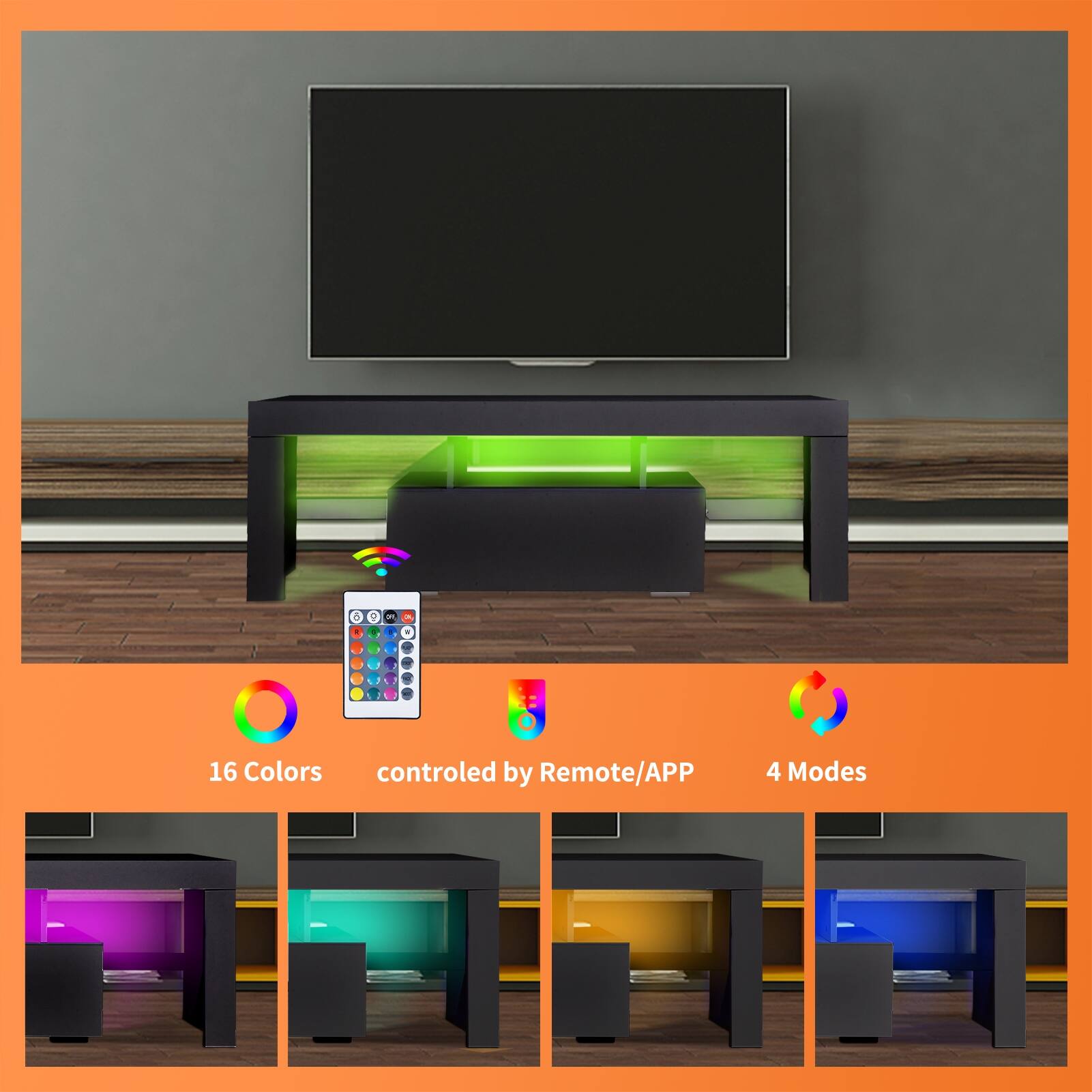 55 inch Modern LED TV Console Table TV Stand, Media Entertainment Center with Drawer, TV