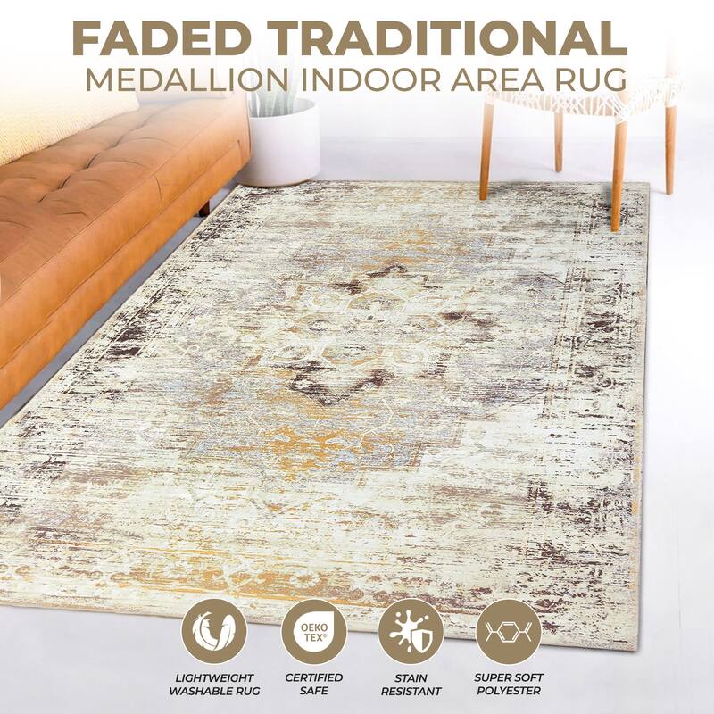 Superior Dove Rustic Machine Washable Indoor Area Rug or Runner