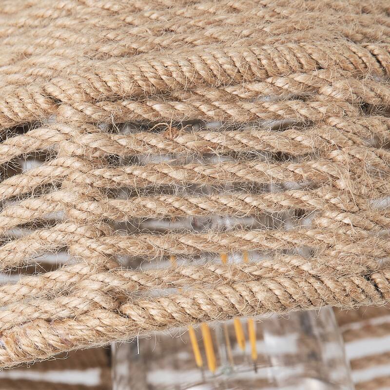 Farmhouse 1-Light Handmade Hemp Rope Weaving Semi Flush Mount Ceiling Light