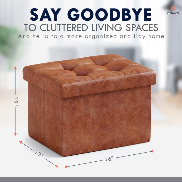 dimension image slide 6 of 11, 2 Pack Small Rectangle Foldable Storage Ottoman