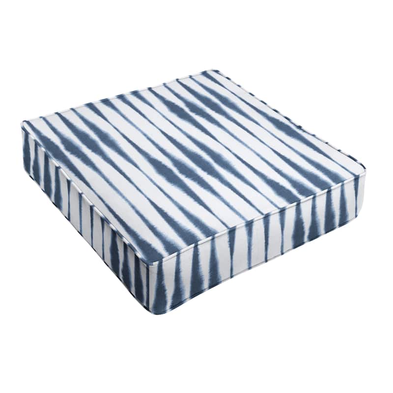 Sorra Home Blue and White Ikat Stripe Indoor/Outdoor Corded Chair Cushion