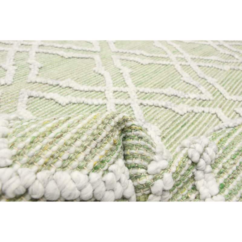 ECARPETGALLERY Braid weave Sienna Green Wool Rug - 5'2 x 8'0