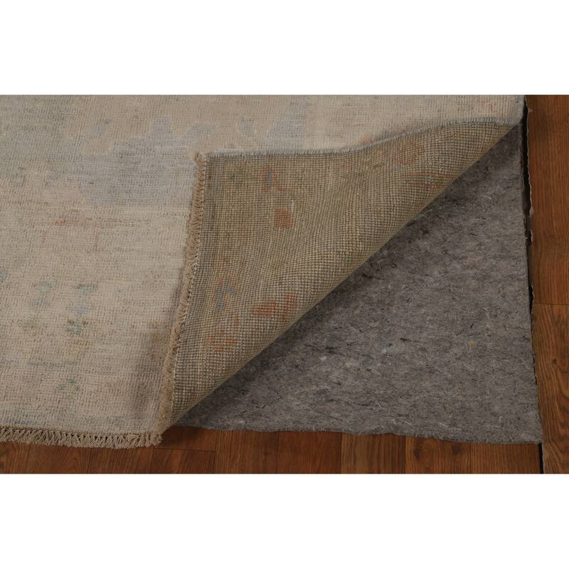 Geometric Vegetable Dye Oushak Turkish Rug Hand-Knotted Wool Carpet - 6'3"x 8'2"