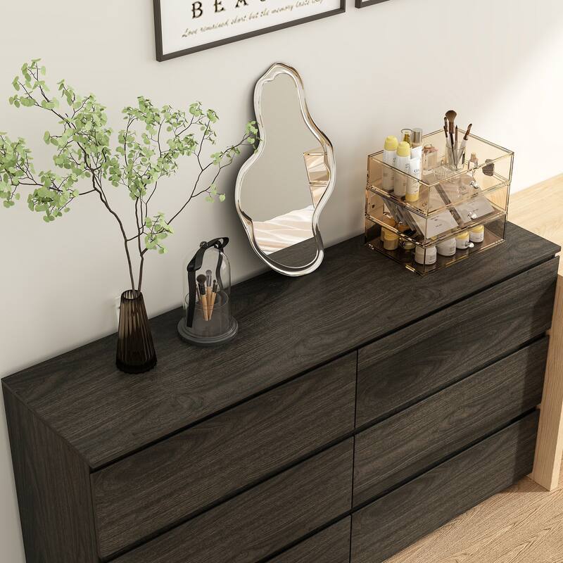 FUFU&GAGA 59" Modern Space Saving 6 Drawer Double Dresser Buffet Sideboard Chest