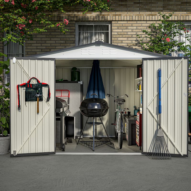 8x6 FT Outdoor Storage Shed - White