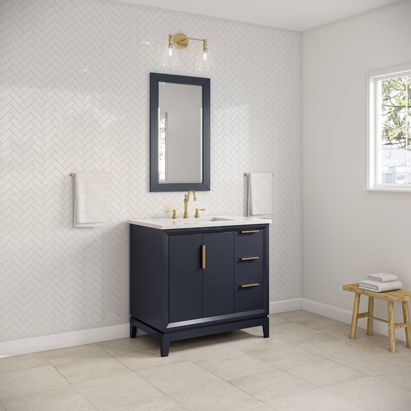 Elizabeth 36" Carrara White Marble Bathroom Vanity With Faucet