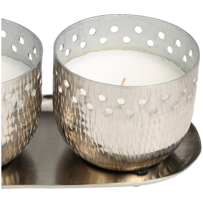 Gold or Copper or Silver Metal Scented Cutout Spotted 7 oz 1 Wick Candle with White Wax (Set of 2)